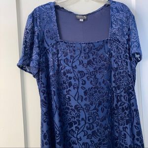 Velvet Blue Vintage Evening Dress